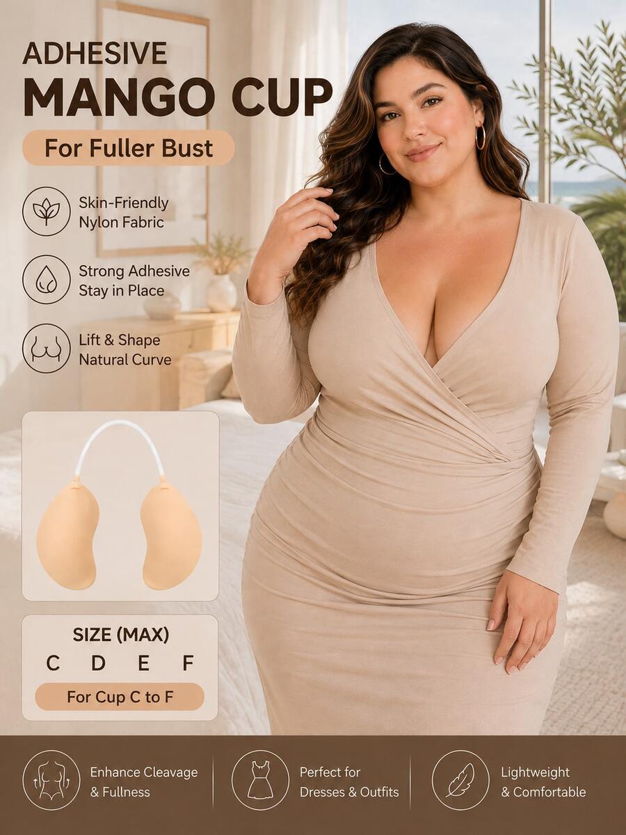 1pc Plus Size Self-Adhesive Invisible Bra Cups, Backless Sticky Bra Cups, Lightweight And Comfortable, Suitable For Wedding, Cold Shoulder Dress, Bridesmaid - Multi-color - View 1