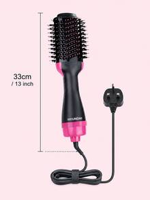 HYUNDAI Multifunctional Hot Air Brush With Adjustable Settings, Long-Lasting Styling, Negative Ion Technology To Reduce Frizz, For Hair, Wet/Dry Use, Electric Hair Straightener And Curler - Hot Pink - View 11