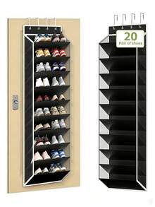 Over‑The‑Door Shoe Organizer, Breathable Mesh Hanging Shoe Rack, Tool‑Free Hook Installation, Holds 30 Pairs, Slim 5cm Space‑Saving Large Capacity, For Entryway Bedroom Small Apartments, Home Shoe Storage Keep Footwear Tidy - Multicolor - View 11