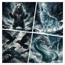 14CT Printed Cross Stitch Kit. Forest Animals. Relaxing DIY For Adult Beginners. Includes Cloth, Needles, Threads & Chart. Handmade Wall Art Decor Gift. 40x40cm/15.7x15.7in. - 14CT-40X40CM - View 2