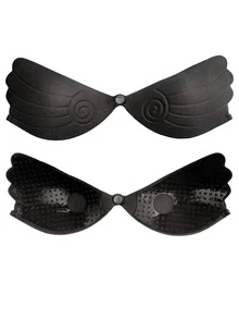 YIYANG 1pc Women Anti-Slip Solid Color Adhesive Bra - Black - View 7