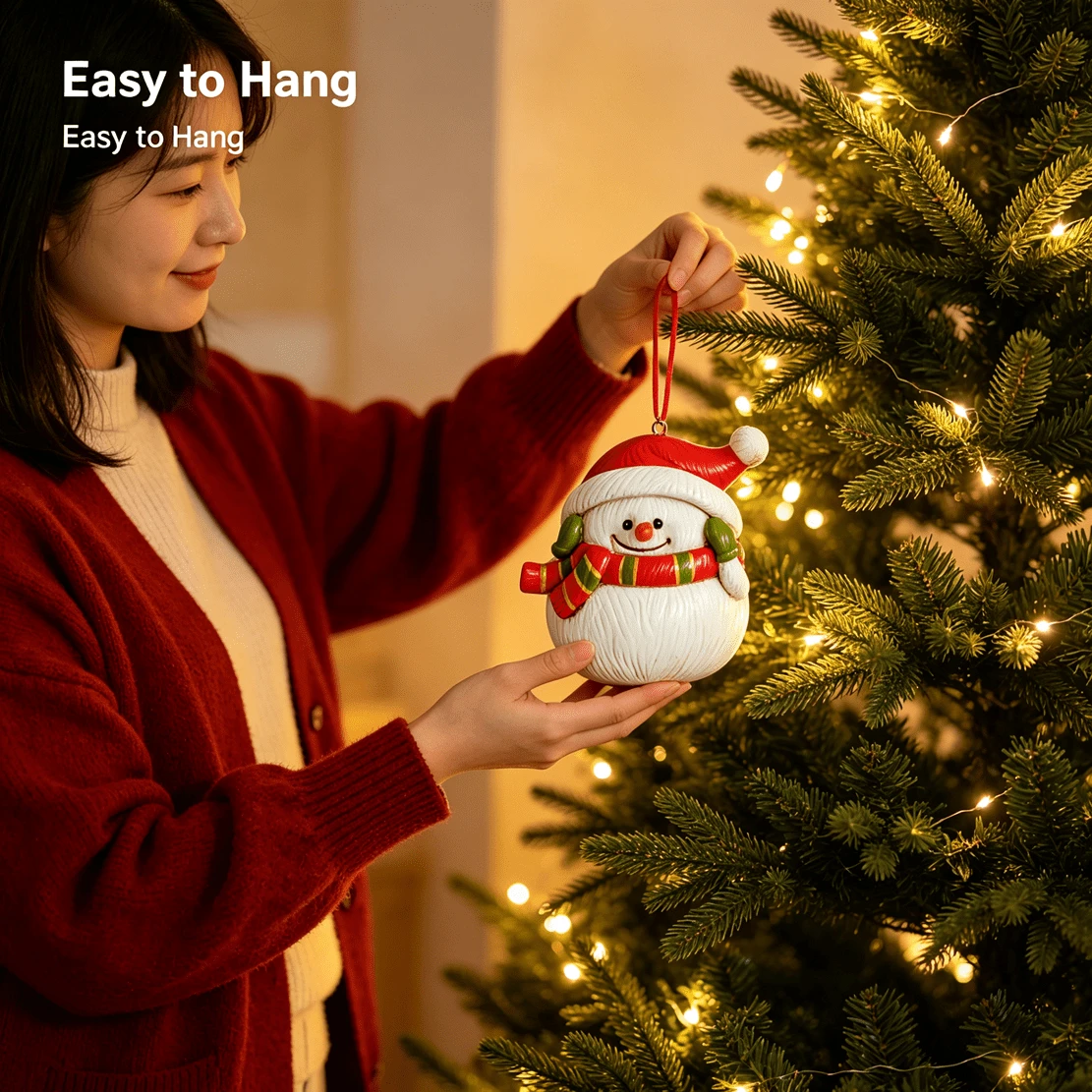 1pc Cute Resin Snowman Christmas Ornament, 3‑Pcs Set Funny Snowman Hanging Pendant, Xmas Tree Home Holiday Decor - Snowman - View 1