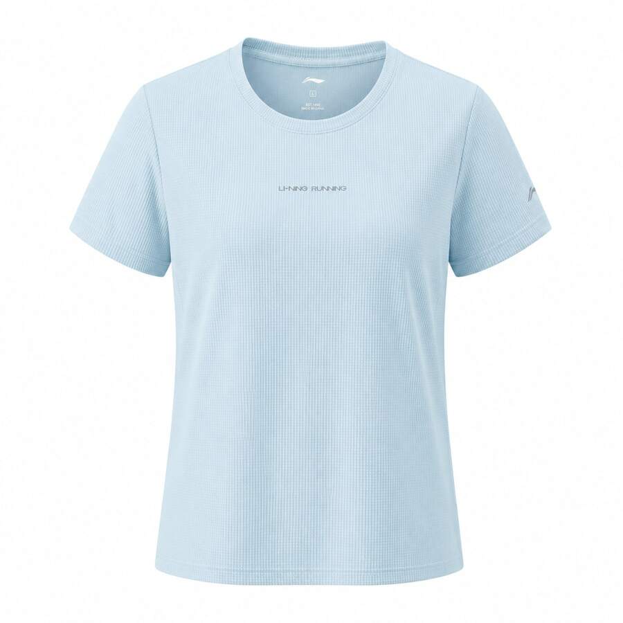 LI-NING Women's Mesh Breathable Quick-Dry T-Shirt, Running Series Reflective Lightweight Tee ATSW142 - 初霜藍 - 查看 1