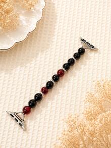 1pc Beaded Watch Band, Single Row Glass Inlaid Watch Band, Compatible With Apple Watch 38/40/41/S10-42mm Band (Women's Style) Women's Elastic Stretch Band - Minimalist Elegant Fashionable Shiny Glass Design - Comfortable Lightweight Durable Rope - Fits 5.5-6.3 Inch Wrist Circumference - Replacement Band Accessory (Due To Different Display Screens And Lighting, There May Be Slight Color Difference Between The Actual Product And The Image) - Black - View 9