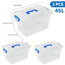 2PCS Transparent Plastic Storage Boxes With Lids, 7 Sizes Stackable Organizer Containers For Closet, Kitchen, Office, Durable Clear Storage Bins For Home, Bedroom Closet And Food Pantry - View 16