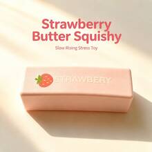 Soft & Moist Strawberry Milk Bar Slow Rebound Butter Stick Squeeze Toy, Stress Relief Desk Decor, Birthday/Valentine's Day Gift - Baby Pink - View 4