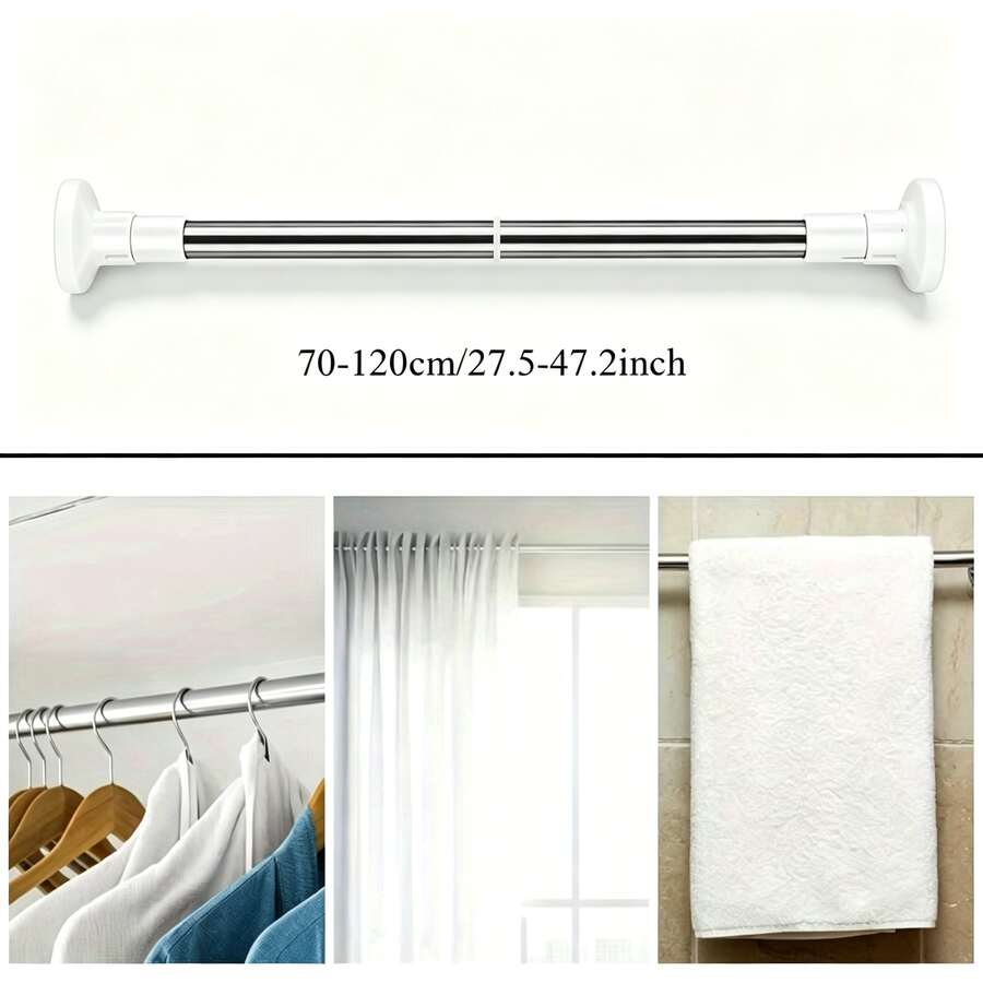 [Tubo telescópico de acero inoxidable multifuncional]Barra Telescópica Multifuncional Sin Taladro |   3 Tamaños Ajustables |   Acero Inoxidable, Fácil Instalación BAQS - 70-120 cm / 27.5-47.2 pulgadas - Ver 1
