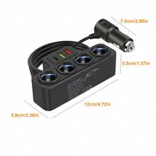 1pc Black ABS 2USB&PD Car Charger, 4 Ports, QC3.0 Super Fast Charging, 12-24V For All Vehicles, 7 Slots - Black - View 7