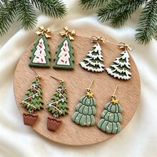 Christmas Themed Polymer Clay Mold, Creative Christmas Tree Shaped Soft Clay Jewelry Making Mold, Suitable For Making Handmade Christmas Earrings - Apricot - View 2