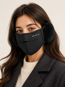Masker Wajah Musim Dingin Hangat Wanita dari Bahan Fleece dengan Penutup Telinga Lembut, Masker Wajah Tahan Angin yang Dapat Diatur, Cocok untuk Bersepeda, Bepergian, dan Aktivitas Luar Ruangan - alat penutup telinga - View 2
