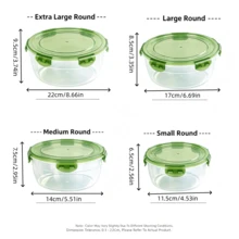 [1pc]Round Airtight Fresh-Keeping Lunch Box, Refrigerator Fruit Plastic Meal Box, Daily Kitchen Fresh-Keeping Bowl, Capacity 400-2000ml Optional - View 7