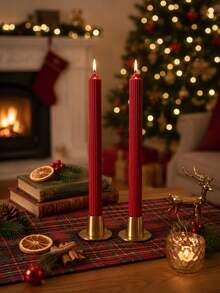 Assorted Styles Scented Christmas Candle Centerpiece Set, Made Of Soy Wax And Paraffin, Red Slender Gear Candles, Exquisite Design, Suitable For Home Decor, Christmas Gift, Women's Gift, Winter Gift, Best Friend Gift - Claret - View 7