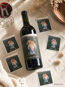 Custom Photo Wine Labels - Personalized Wedding Bottle Labels With Name And Date, Waterproof Anniversary Party Stickers - Multicolor - View 5