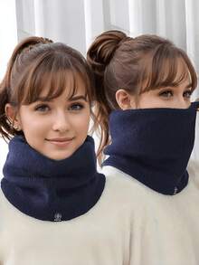 1pc Women's Knitted Fleece Neck Warmer, Windproof Ear Protector Cycling Face Mask, Men's Neck Scarf - Multicolor - View 4