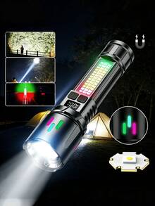 1pc Super Bright Zoomable LED Flashlight With Tail Magnet; 800 Lumens, 3000mAh, USB-C Rechargeable. Suitable For Outdoor And Home Use - Essential For Camping And Travel. - Star - View 7