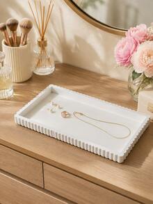 1pc White Rectangular Wavy Edge Jewelry Tray, Elegant Ring, Earring, Bracelet, Perfume And Small Accessory Storage Box, Suitable For Bedroom, Vanity, Dresser, Bathroom Or Desktop Display | Jewelry Tray, Vanity Storage Box, Home Decor - Multicolor - View 6
