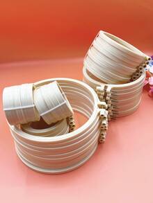 [10pcs]Bamboo-Style Round Embroidery Hoops With Metal Screws, Adjustable Tension, 5 Sizes Available: 7/9/12/16/20cm, Can Be Used Directly As Fabric Wall Art After Embroidery, Suitable For Wall Hanging Decoration, Practical Embroidery Accessory - Faux Bamboo Round Embroidery Hoop, 10-pack - View 7