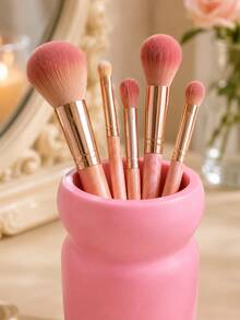 1pc Vanity Makeup Organizer, Makeup Brush Holder And Cosmetic Storage Cup, Compact Desktop Organizer For Beauty Tools, Lipstick, Eyeliner, Bedroom Bathroom Countertop - Multicolor - View 6