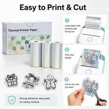 3/6/9Pcs Silver Self-Adhesive Thermal Paper, 50mm X 3.5m, 3-Rolls | Glossy Laser Sticker Paper Label Compatible With Phomemo M02/M02 Pro/M02S/P2S/M04S Mini Sticker Printer, Diameter 28mm - View 4