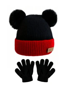 Baby Warm Woolen Knitted Hat Cute Christmas Hat Versatile Warm Hat & Gloves 2pcs Set - 2pcs - View 6