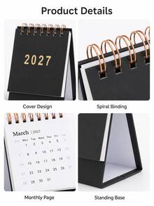 2027 Desk Calendar, Monthly Desktop Planner With Base, Easy Page Flipping, Compact Calendar, Suitable For Scheduling, Note Taking And Important Dates, Cute Office Desk Accessory, Study Stationery, School Supplies, Aesthetic New Year Gift - Multicolor - View 8