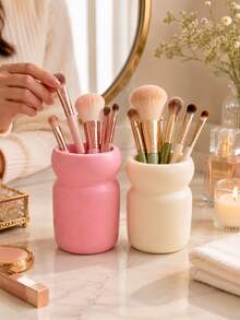 1pc Vanity Makeup Organizer, Makeup Brush Holder And Cosmetic Storage Cup, Compact Desktop Organizer For Beauty Tools, Lipstick, Eyeliner, Bedroom Bathroom Countertop - Multicolor - View 2