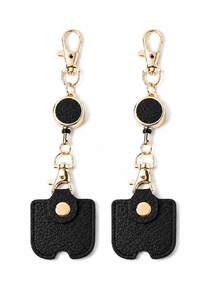2pcs/1pc PU Leather Bag Charm, Retractable Key Holder, Extendable Key Chain, Gold Double Buckle And Protective Key Sleeve, Anti-Lost Bag Pendant, Suitable For Handbags, Wallets, Backpacks And Car Keys, Multiple Colors - A - View 16