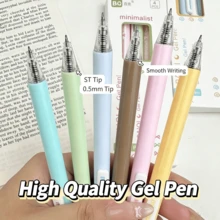 4/2/1pcs Retractable Gel Pen Set, Macaron Pastel Aesthetic 0.5mm Fine Tip Black Ink Minimalist Smooth Writing Gel Pens, Suitable For School Students Exams Notes Office Stationery Gift - Sets - View 4