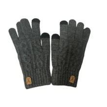 1 Pair Alpaca Wool Knitted Warm Gloves, Autumn/Winter Cold-Proof Touchscreen Gloves, Suitable For Winter Outdoor Sports Solid Color Labeled Warm Gloves - Multicolor - View 10
