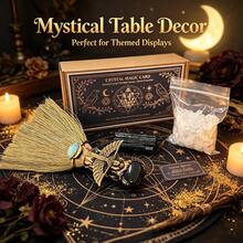 1Box Amethyst Witch Crystal Heart Broomstick Altar Kit, Natural Black Tourmaline Raw Stone Wicca Ritual Supplies, Spiritual Altar Decor,Halloween Witc - Broomstick Magic Set - View 5