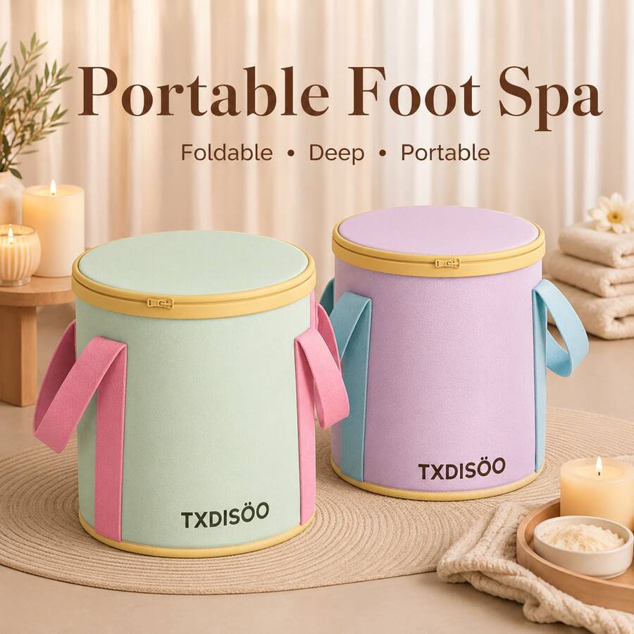 1 chiếc xô gấp gọn cầm tay dùng cho du lịch ngoài trời, tại nhà, rửa chân, ngâm chân, dùng trong ký túc xá, xô tròn tiện lợi, đẹp mắt, tiết kiệm không gian, đa năng - A - Xem 1