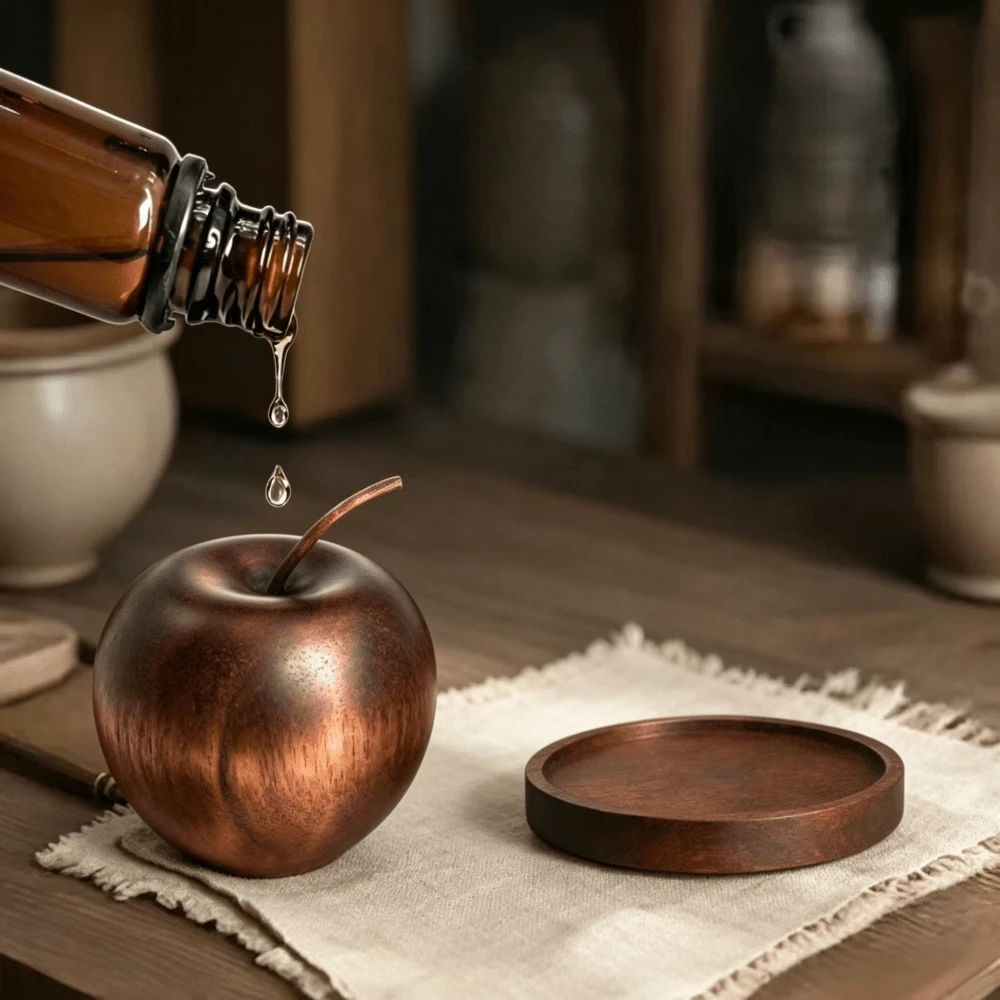 1 Set Wooden Apple Essential Oil Diffuser With Tray, Home Desktop Decor Fragrance Ornament, Suitable For Home, Car, Hotel Decoration, Christmas, Halloween Decor - A - View 1