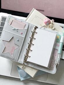 M5 Colorful Loose-Leaf Binder, Mini Notebook, Sticker Book, Patented Leather M5 Binder, Sticker Storage Book, 1 Receipt Slot, 2 Card Slots, 2 Transparent Windows, Suitable For Photo Album, Handmade Album, Sticker Book School Supplies - M5 - View 3