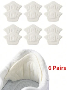 6 Pairs/Set, Heel Pads For Anti-Chafing And Size Adjustment, Trimmable Heel Cushions Suitable For Casual Shoes And Sports Shoes - 6 Pairs Of Beige - View 1