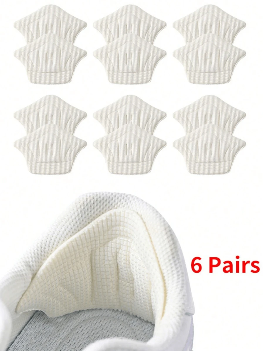 6 Pairs/Set, Heel Pads For Anti-Chafing And Size Adjustment, Trimmable Heel Cushions Suitable For Casual Shoes And Sports Shoes - 6 Pairs Of Beige - View 1