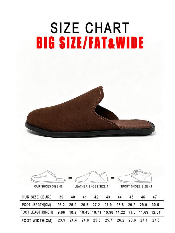 2026 Plus Size Men's Plush Slippers, New Autumn/Winter Slouchy Slip-On Indoor House Shoes, Comfortable And Cozy