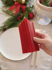 Assorted Styles Scented Christmas Candle Centerpiece Set, Made Of Soy Wax And Paraffin, Red Slender Gear Candles, Exquisite Design, Suitable For Home Decor, Christmas Gift, Women's Gift, Winter Gift, Best Friend Gift - Claret - View 5