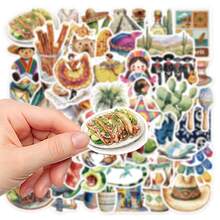 somoving 50pcs Mexican Aesthetic Stickers Style Creative Vintage Exquisite Material Decals DIY Planner Decoration - Multicolor - View 4