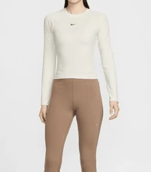 Nike Women's Crew Neck Long Sleeve T-Shirt White - White - View 5