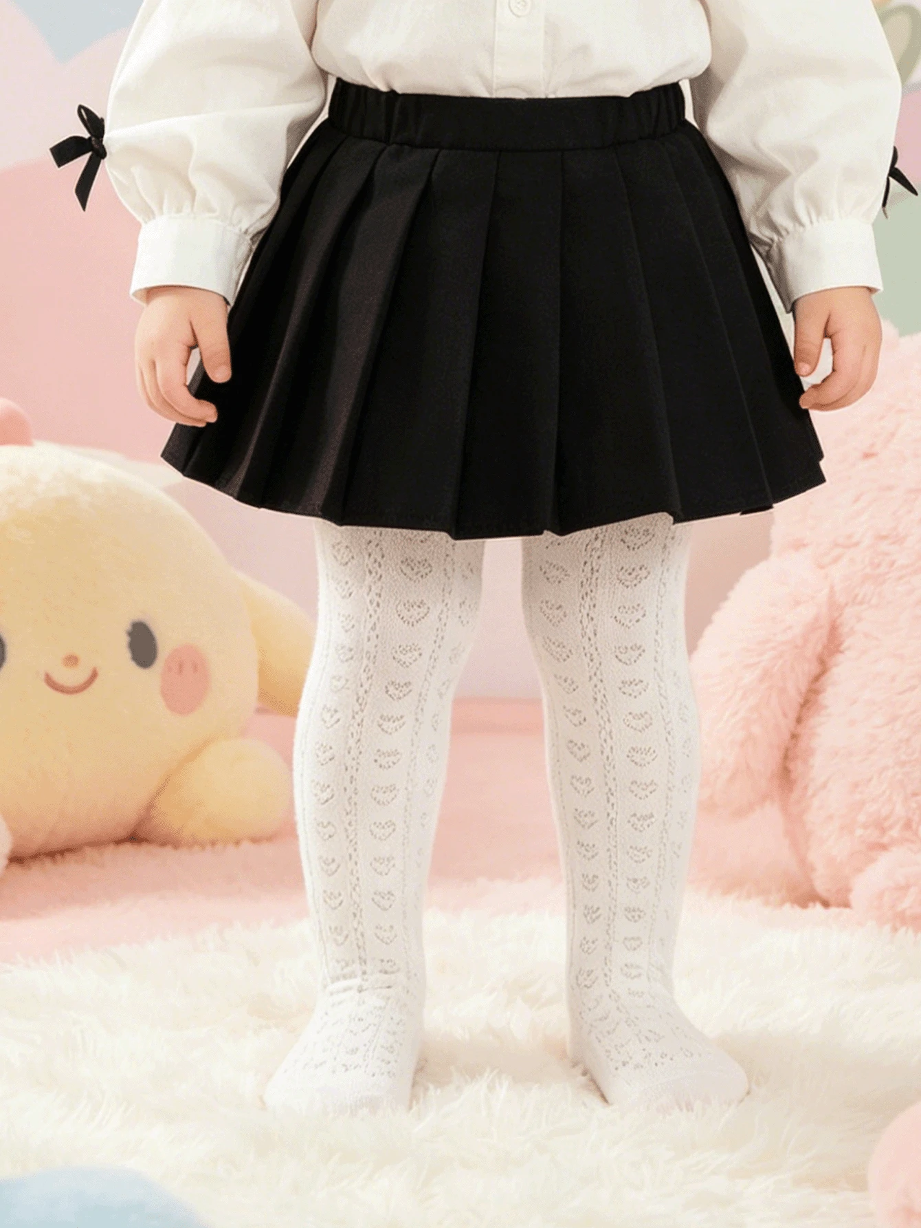 1pc Kids Autumn/Winter Solid Color Princess Style Dance Leggings, Student Sports Sweat-Wicking Breathable Thin Tights For Girls, Coffee Color With Bow Pattern - Multicolor - View 1