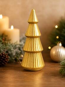 1pc Modern Christmas Tree Decorative Sculpture, Gold/Silver Metallic Finish Abstract Xmas Tree Statue, Minimalist Tabletop Accent For Mantel, Shelf, Entryway, Living Room, Office & Holiday Home Decor - 1PC - View 9