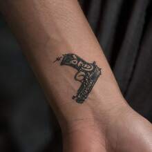 1 pieza Pegatina de tatuaje temporal realista con patrón fresco, impermeable y resistente al roce de PVC para uso diario - Gris - Ver 5