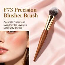 FLUFFIN 1pc F73 Precision Blusher Brush Powder & Cream Blush Makeup Tool High Quality Rosewood Handle Copper Tube Face Blending Brush - Brown - View 6