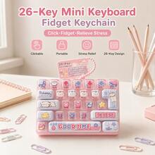 Mini Keyboard Clicker Fingertip Toy Keychain, 26-Key Multi-Button Stress Relief Toy, Portable Desktop Gadget And Bag Charm, Suitable For Office, Travel, Birthday And Christmas Gifts - Multicolor - View 5