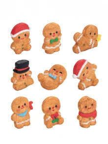 10pcs Christmas Mini Snow Scene Micro‑Landscape Ornament, Cute Gingerbread Man Doll House DIY Craft, Mini Car Interior Decor, Festive Xmas Desktop Tabletop Decoration For Holiday Home Party Gift - Multicolor - View 6