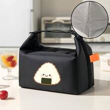 1pc Multi-Color Cute Smiling Face Rice Ball Print Lunch Bag, Insulated Bento Box Bag, Handheld Storage Bag, Thickened Large Capacity Portable Lunch Bag For Students, Office Workers, Moms, Commuting, Picnic And Outdoor - Lunch Bag - View 3