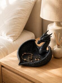 1pc Fantasy Dragon Decorative Jewelry Tray, Unique Ring Earring Necklace Storage Organizer Box, Suitable For Vanity Bedroom Desktop, Eye-Catching Home Decor Gift, Wedding Bridesmaid Gift, Room Decor, Jewelry Storage, Home Decor, Bathroom Decor - Multicolor - View 3
