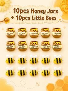 20pcs Cute Resin Bee & Honey Jar Charms, Mini Flat Back Nail Art Decor, Suitable For DIY Nails, Scrapbooking, Jewelry Making & Crafts, Halloween, Y2K - Yellow - View 22