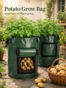 Potato Grow Bag With Flip-Top Harvest Window, Portable Garden Planting Container With Side Handles, Breathable Vegetable Grow Bag For Home Patio And Yard, Suitable For Potatoes, Carrots, Tomatoes And Backyard Mini Farm Layout - Multicolor - View 9