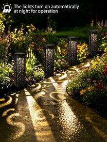 4/8pcs Solar Powered Ground Lights, Waterproof Outdoor LED Landscape Lights, Auto On/Off Solar Garden Lights, Suitable For Yard, Lawn, Pathway Decorative Solar Lighting, Halloween, Christmas, Party And Holiday Decoration - Warm Light - View 3